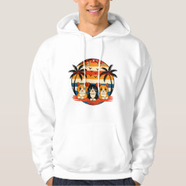 Tropical Sunset Cats Design Hoodie