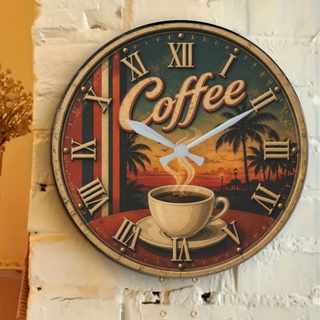Tropical Sunset Coffee Große Wanduhr (Von Creator hochgeladen)