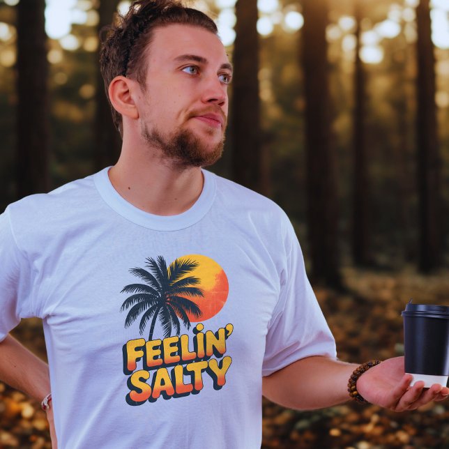Tropical Sunset Feelin Salty Palm Tree Beach  T-Shirt (Von Creator hochgeladen)