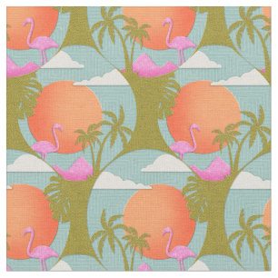 Tropical Sunset Flamingo Stoff
