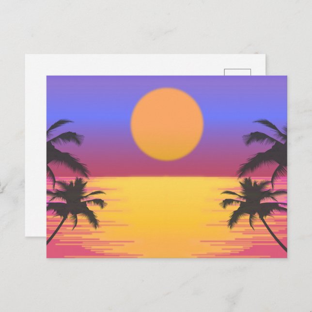 Tropical Sunset Graphic Feiertagspostkarte (Vorne/Hinten)