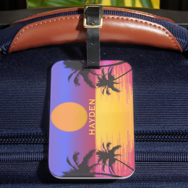 Tropical Sunset Graphic Personalisiert Gepäckanhänger (Vorderseite Insitu 2)