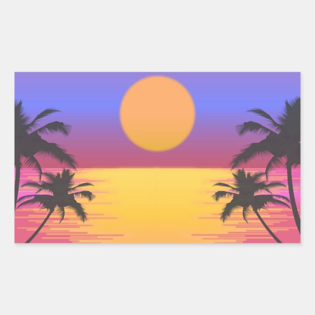 Tropical Sunset Graphic Rechteckiger Aufkleber (Vorderseite)