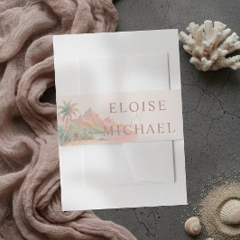 Tropical Sunset Island Beach Watercolor Wedding Einladungsbanderole