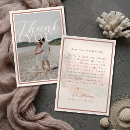 Tropical Sunset Island Beach Wedding Photo Dankeskarte