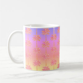 Tropical Sunset Island Girl Pink Palm Tree Tasse