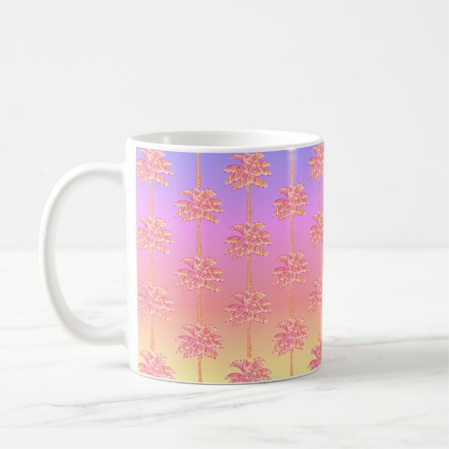 Tropical Sunset Island Girl Pink Palm Tree Tasse (Links)