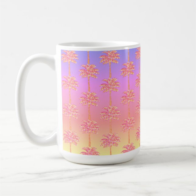 Tropical Sunset Island Girl Pink Palm Tree Tasse (Links)