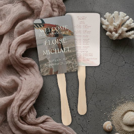 Tropical Sunset Island Wedding Photo Program Fan Fächer