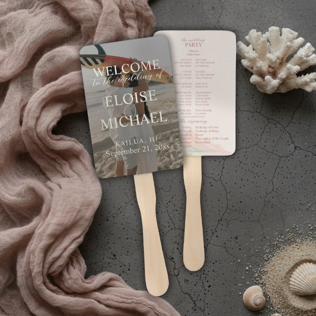 Tropical Sunset Island Wedding Photo Program Fan Fächer (Tropical Sunset Island Wedding Photo Program Fan
)