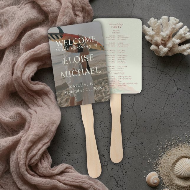 Tropical Sunset Island Wedding Photo Program Fan Fächer (Tropical Sunset Island Wedding Photo Program Fan
)