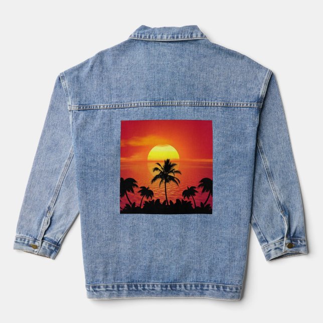 TROPICAL SUNSET JEAN DENIM JACKET JEANSJACKE (Rückseite)