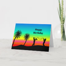 Tropical Sunset Musicians Silhouette Geburtstag
