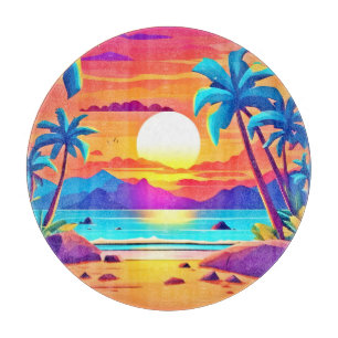 Tropical Sunset Oasis Schneidebrett