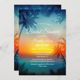 Tropical Sunset Palm Beach Brautparty Einladung