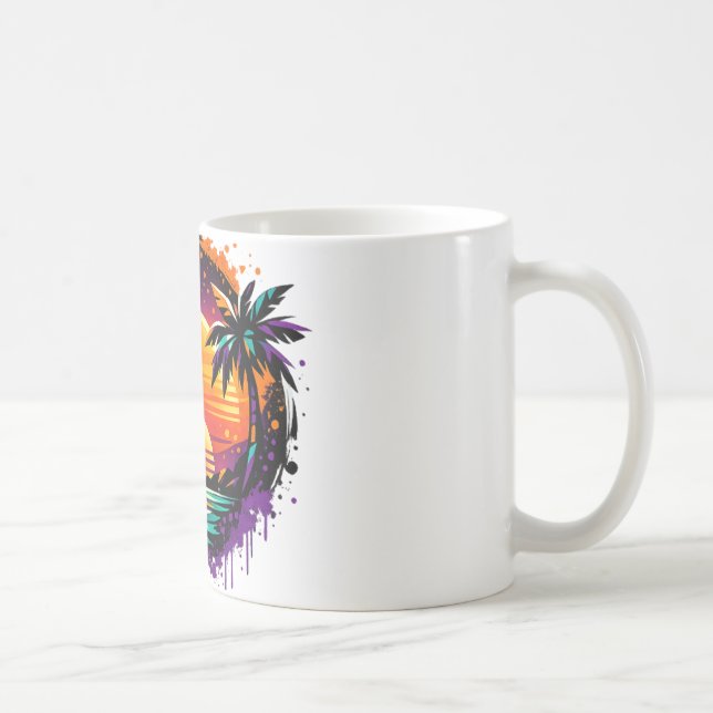 Tropical Sunset Palm Mug – Colorful Beach Vibes Co Kaffeetasse (Rechts)