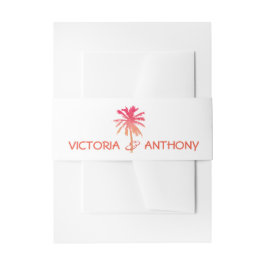 Tropical Sunset Palm Tree Beach Hochzeit Einladungsbanderole