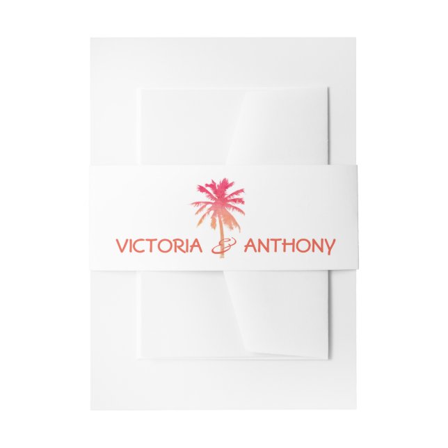 Tropical Sunset Palm Tree Beach Hochzeit Einladungsbanderole (Vorderseite Beispiel)