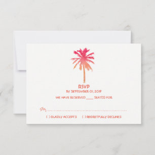 Tropical Sunset Palm Tree Beach Hochzeit RSVP Karte