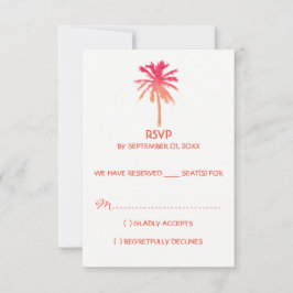 Tropical Sunset Palm Tree Beach Hochzeit RSVP Karte