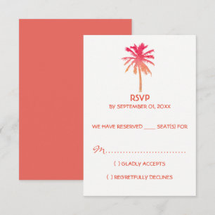 Tropical Sunset Palm Tree Beach Hochzeit RSVP Karte