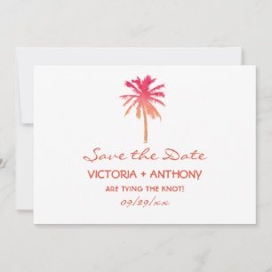 Tropical Sunset Palm Tree Beach Hochzeit Save The Date