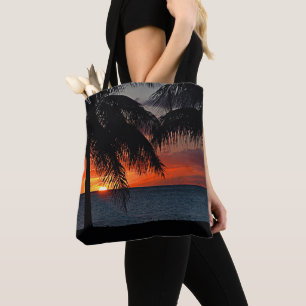 Tropical Sunset Palm Trees Beach Karibik