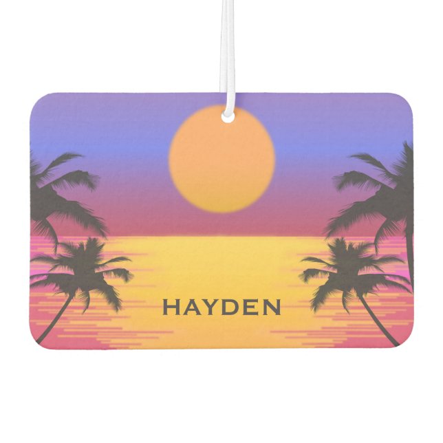 Tropical Sunset Palm Trees Graphic Personalisiert Autolufterfrischer (Vorderseite)