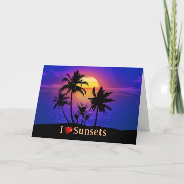 Tropical Sunset Palm Trees Karte (Vorderseite)