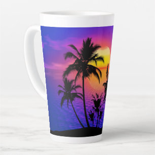Tropical Sunset Palm Trees Milchtasse