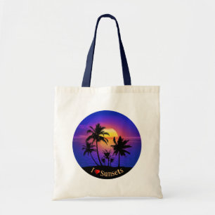 Tropical Sunset Palm Trees Tragetasche