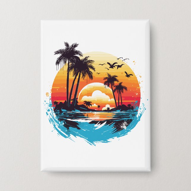 Tropical Sunset Paradise Button (Vorderseite)