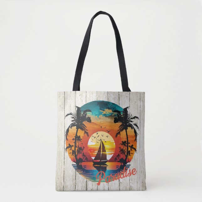 Tropical Sunset Sailing Beach Palms (Vorderseite)