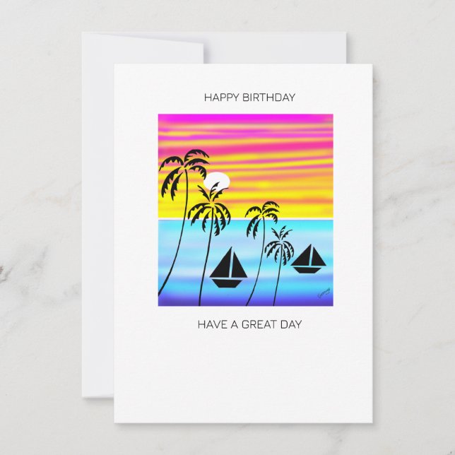 Tropical Sunset Sailing Birthday Card (Vorderseite)
