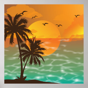 Tropical Sunset Schöne Landschaft Poster