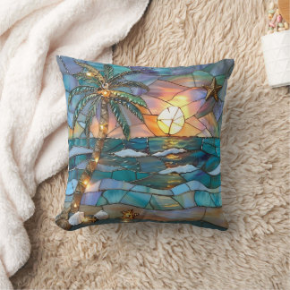 Tropical Sunset Stained Glass Pillow Kissen