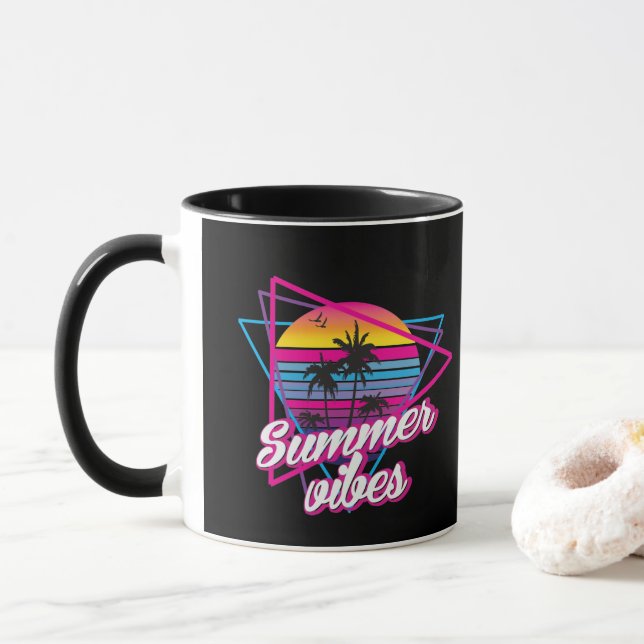 Tropical Sunset Summer Vibes Coffee Tasse (Mit Donut)