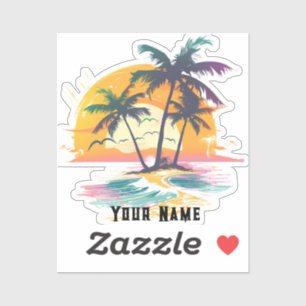 Tropical Sunset Vibes - Palmen Trees & Beach Desig Aufkleber