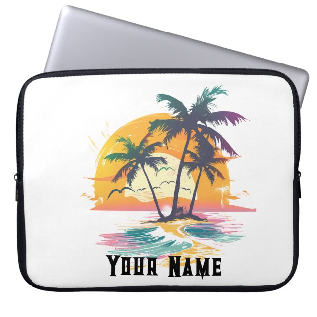 Tropical Sunset Vibes - Palmen Trees & Beach Desig Laptopschutzhülle (Vorderseite)