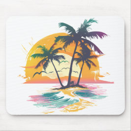 Tropical Sunset Vibes - Palmen Trees & Beach Desig Mousepad