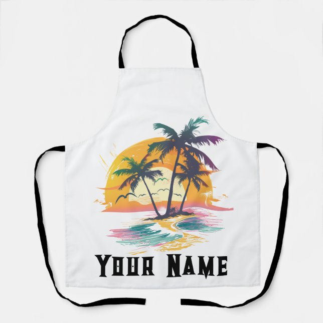 Tropical Sunset Vibes - Palmen Trees & Beach Desig Schürze (Vorderseite)