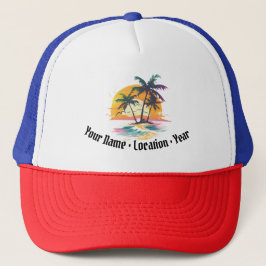 Tropical Sunset Vibes - Palmen Trees & Beach Desig Truckerkappe