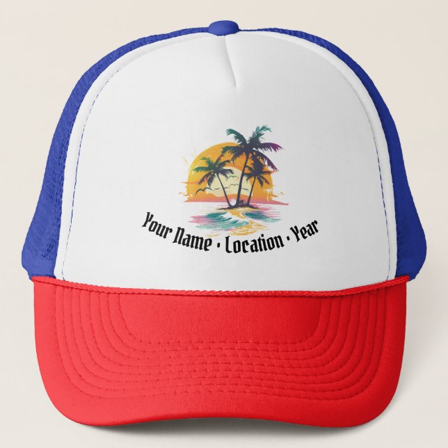 Tropical Sunset Vibes - Palmen Trees & Beach Desig Truckerkappe (Vorderseite)