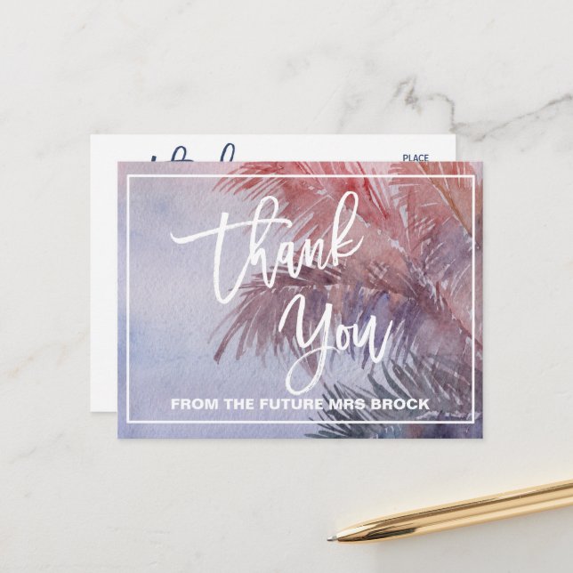 Tropical Sunset Vielen Dank Postkarte (Vorderseite/Rückseite Beispiel)