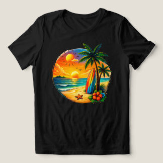 Tropical Surf Paradise Damen Sonnenuntergang T-Shi Tri-Blend Shirt