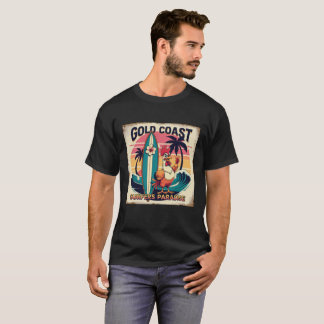 Tropical Surf Vibes - Retro Rooster & Waveboard T- T-Shirt