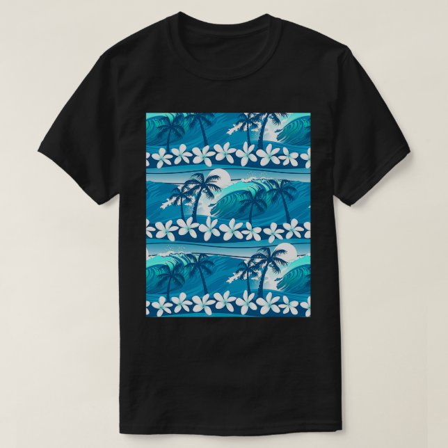 Tropical surf wave with palm trees Graphic T-Shirt (Design vorne)