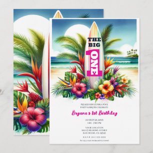 Tropical Surfboard The Big ONE 1. Geburtstagsfeier Einladung