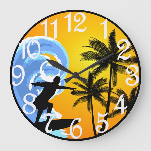 Tropical Surfer  Große Wanduhr (Vorderseite)