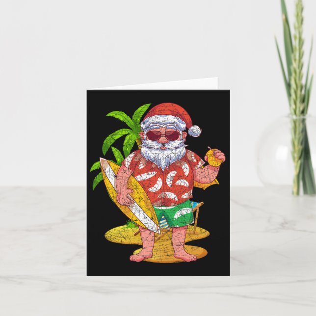 Tropical Surfer Santa Claus Hawaii Summer Christma Karte (Vorderseite)